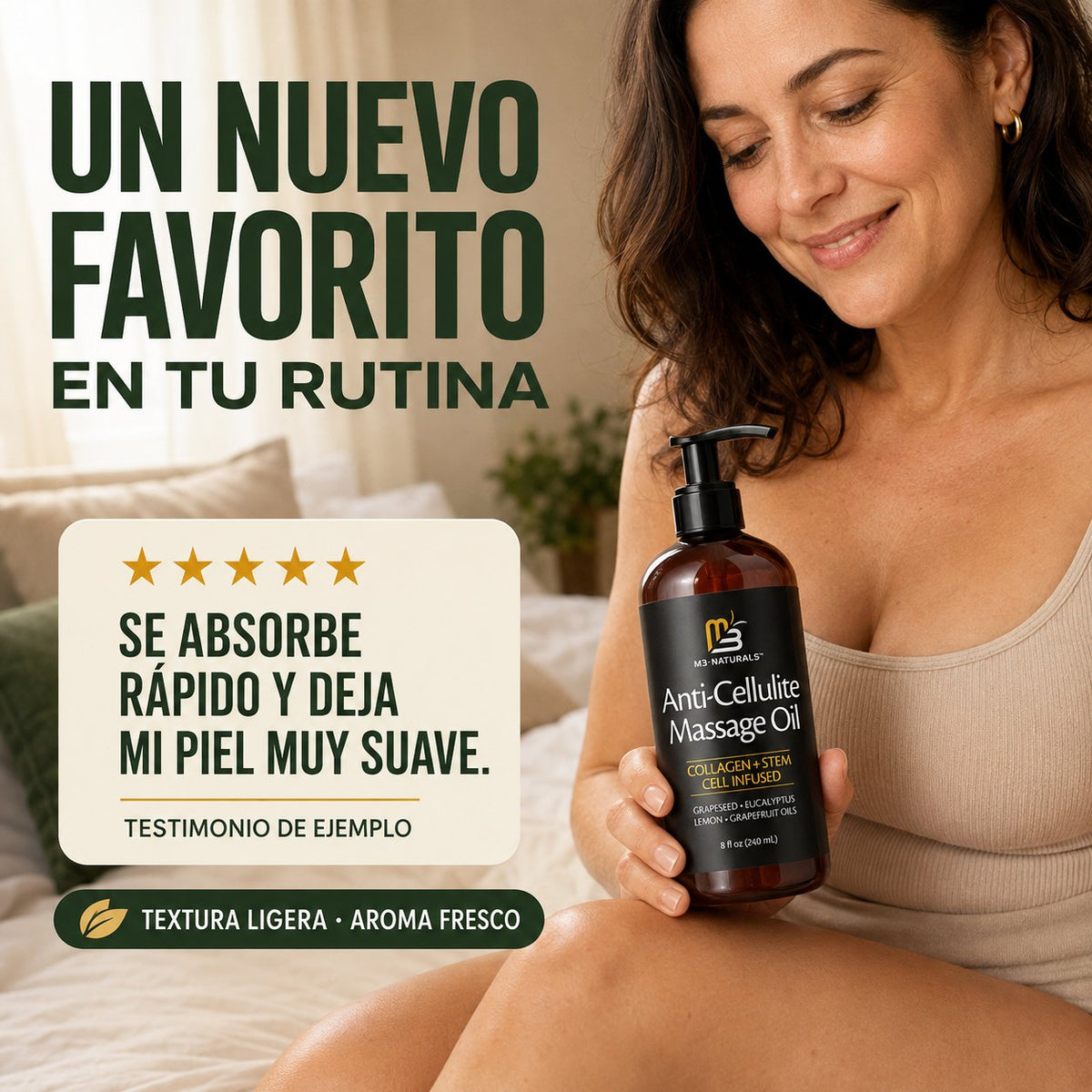 Aceite de masaje corporal reafirmante con colágeno para celulitis - 240ml